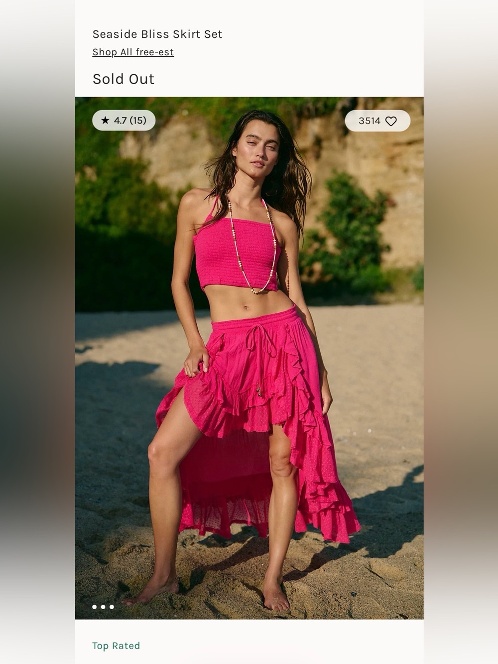 BNWT Free People Seaside Bliss set in Pink Peacock